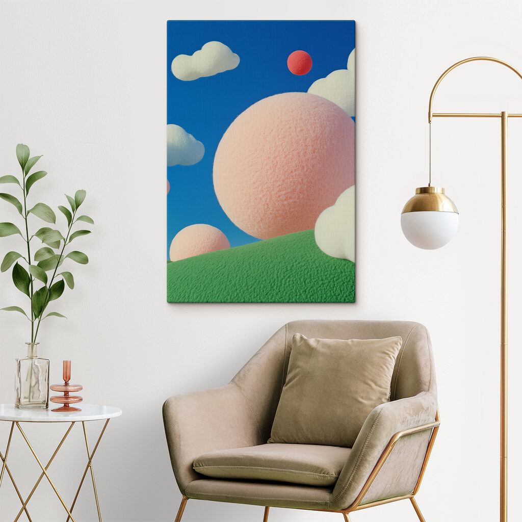 Esfera rosa sobre verde — interior 3