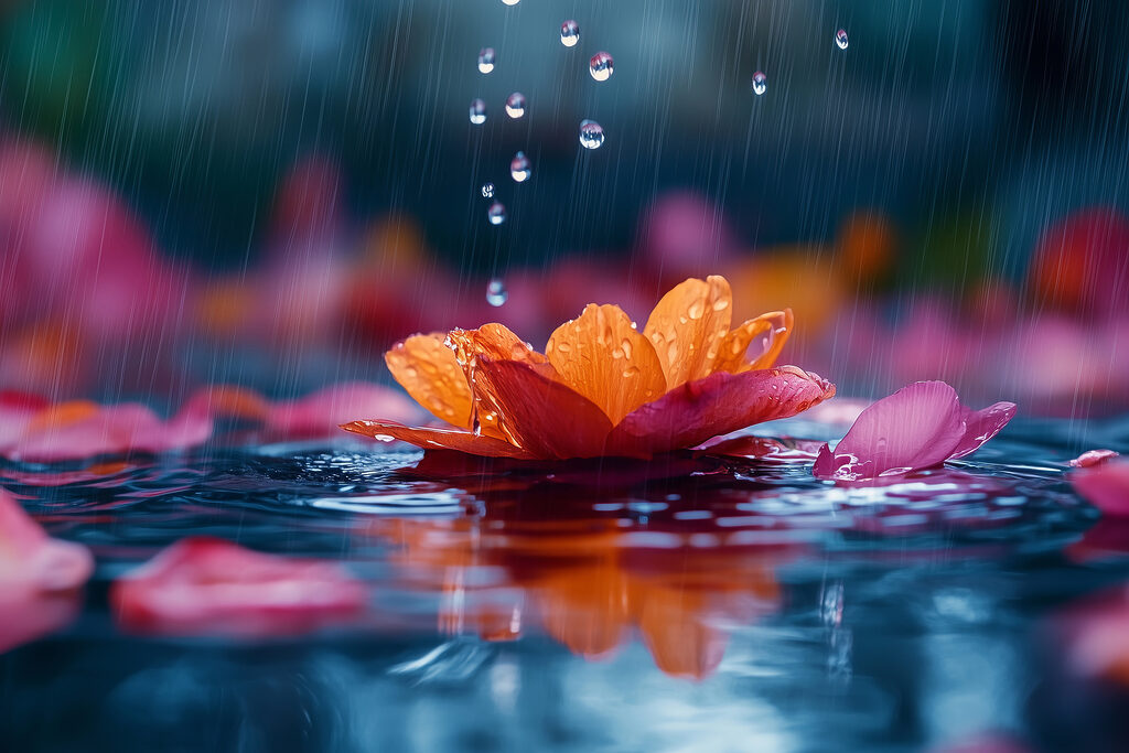 Flor que recoge lluvia — diseño completo