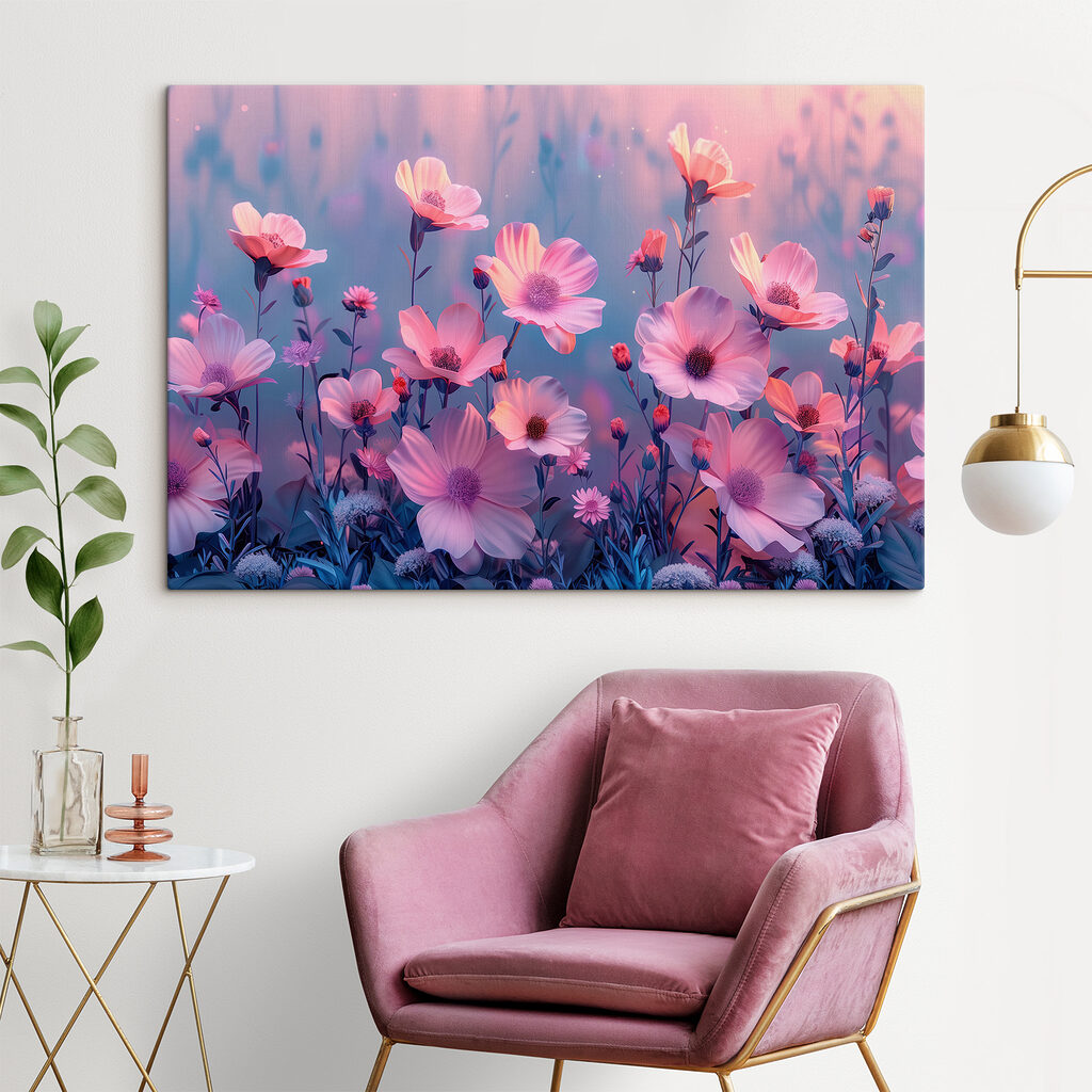 Flores rosas en lila — interior 1