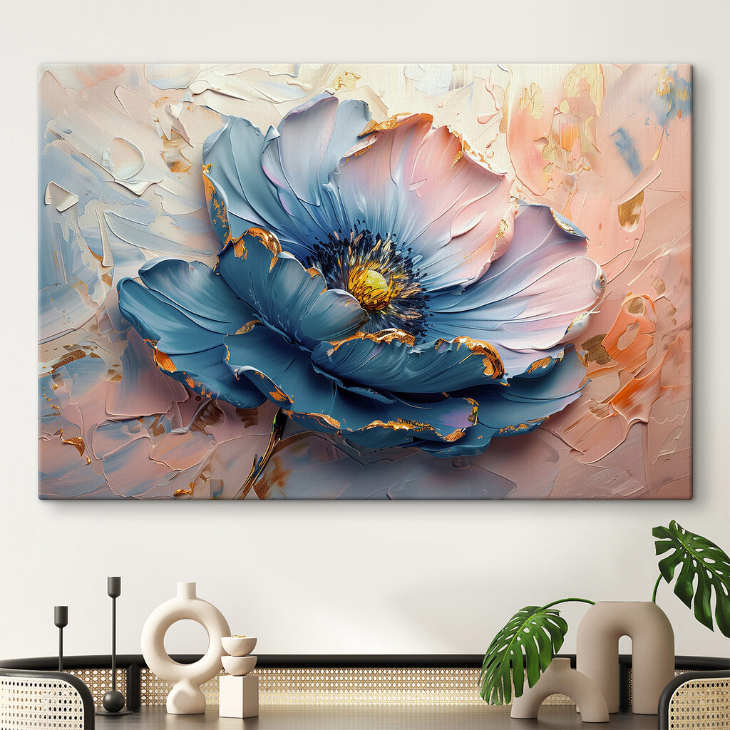 Flor azul y melocotón — interior 1