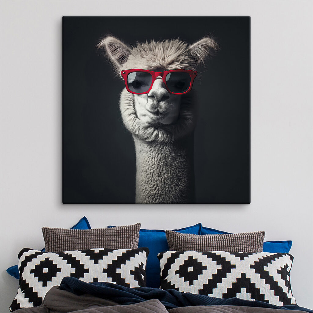 Llama con gafas rojas — interior 2