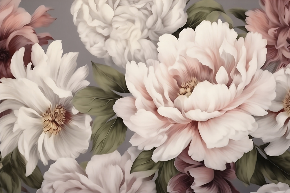 Flores rosa crema juntas — diseño completo
