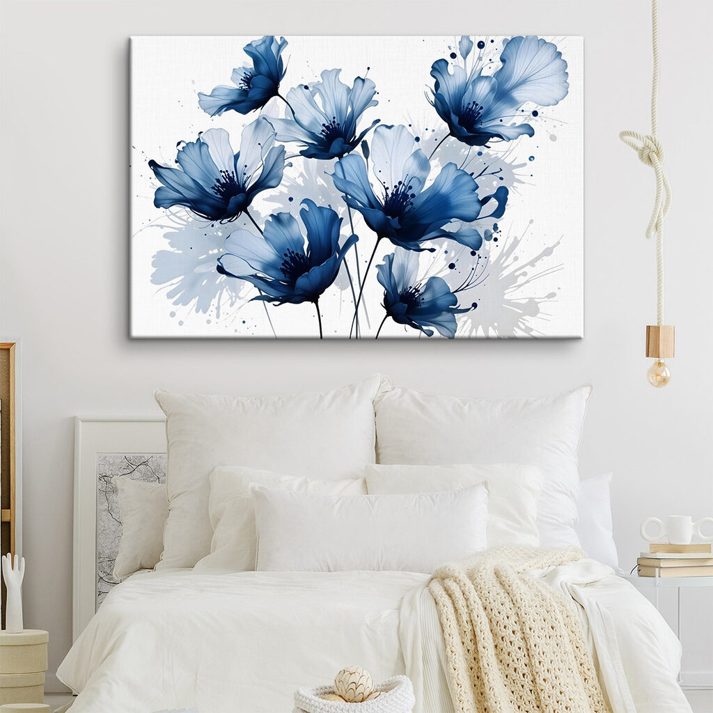 Flores azules en tinta — interior 2