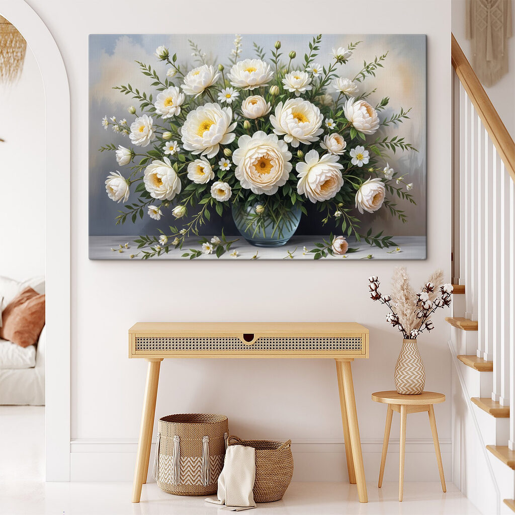 Rosas blancas en jarrón — interior 1