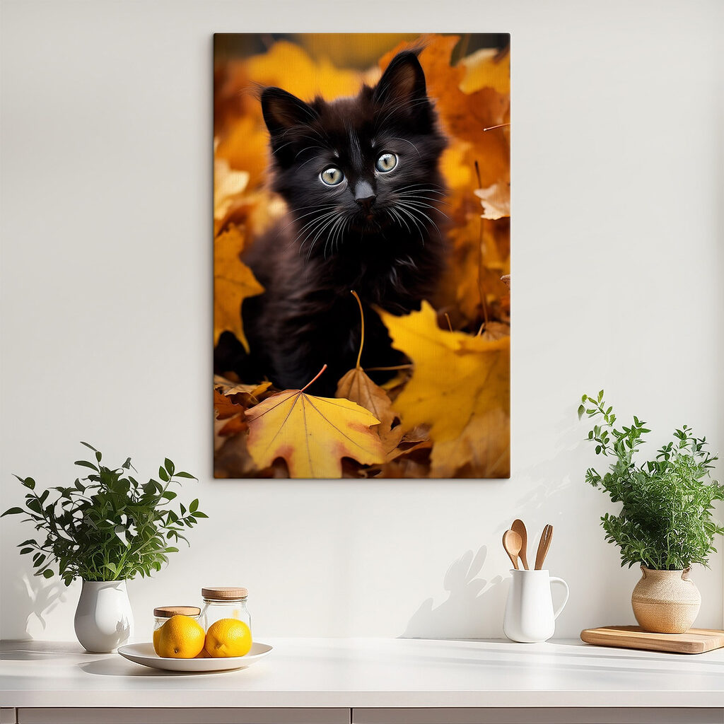 Gato negro en otoño — interior 2