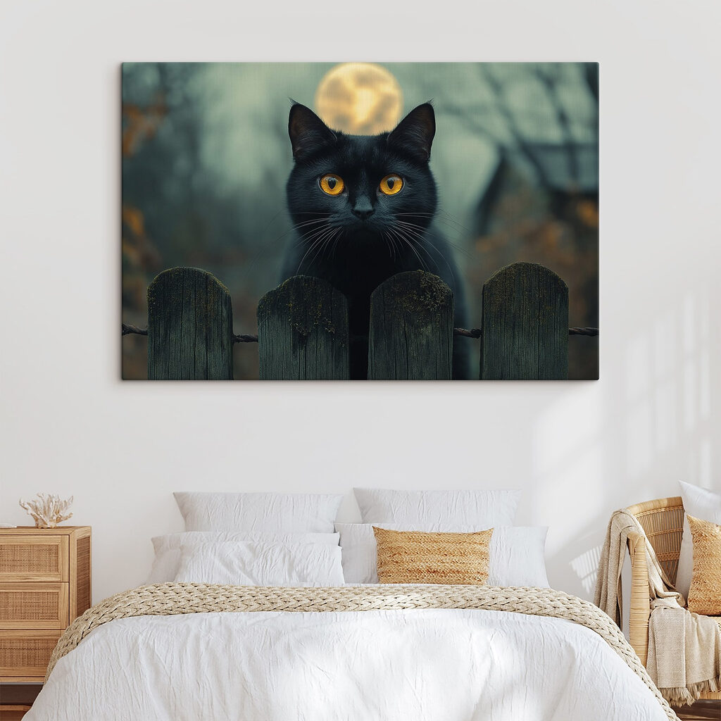 Gato tras la valla en un interior