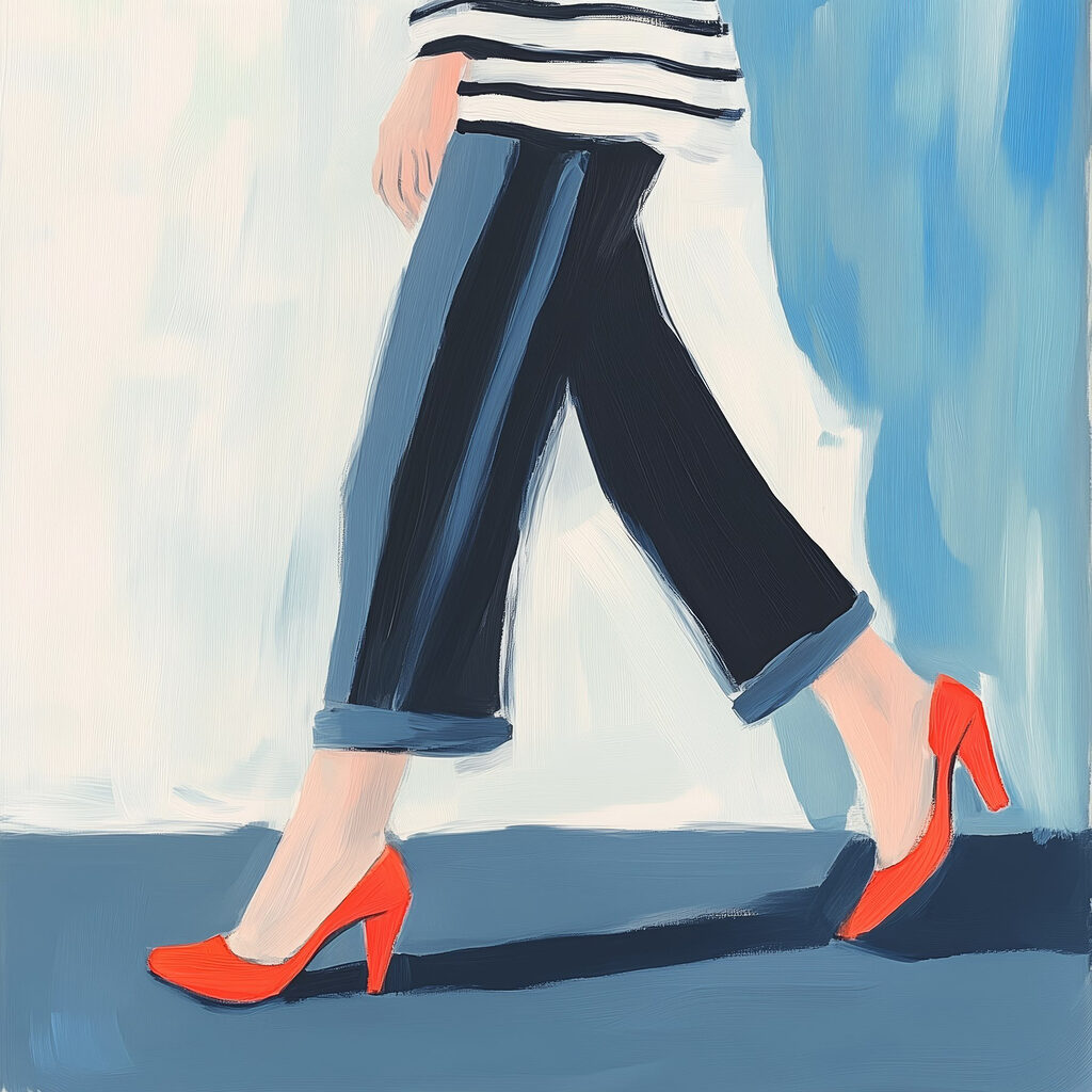 Tacones rojos en movimiento — diseño completo