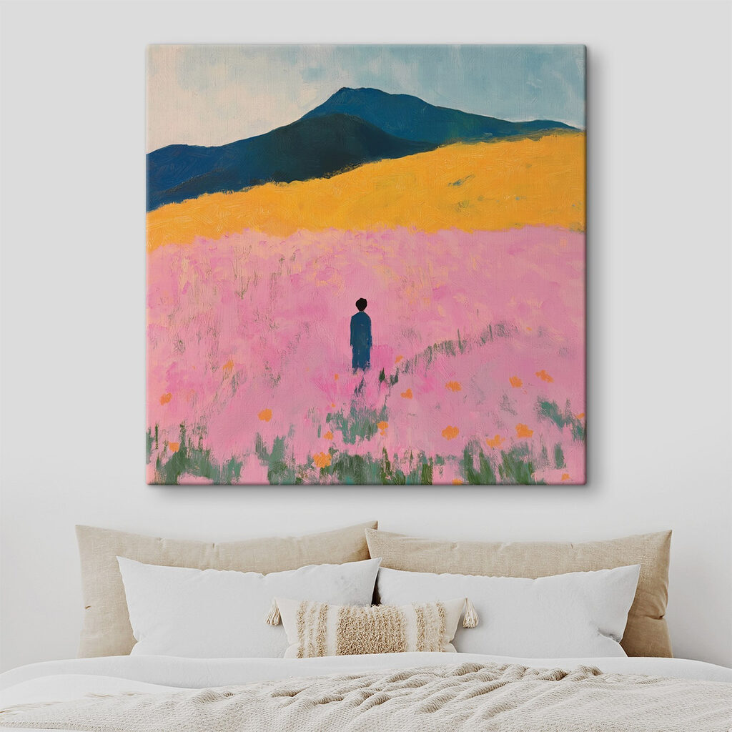 Figura solitaria, campo rosa — interior 2