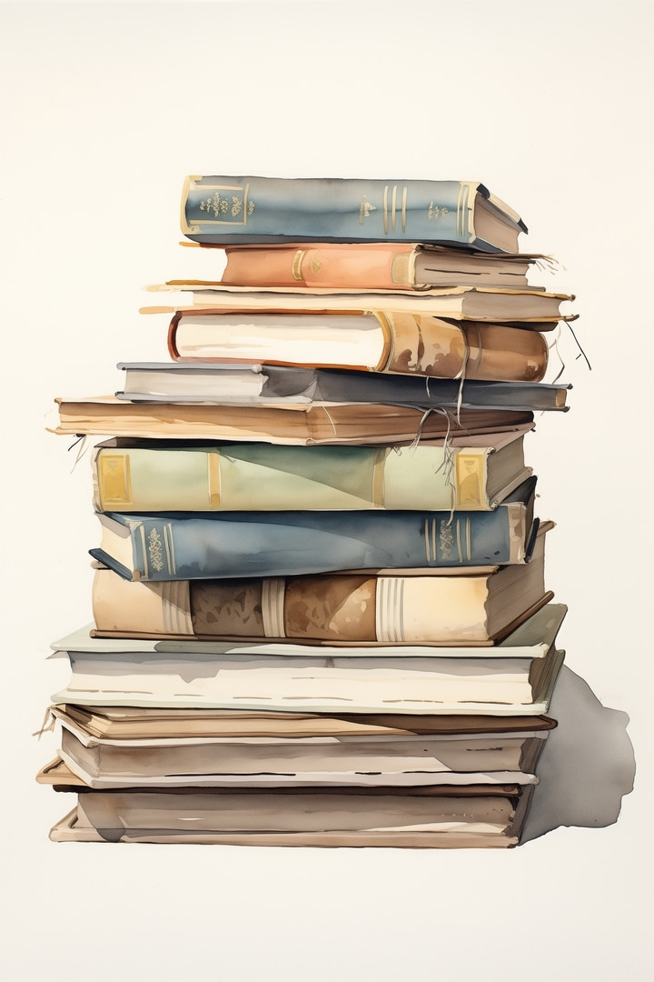 Pila de libros antiguos — diseño completo