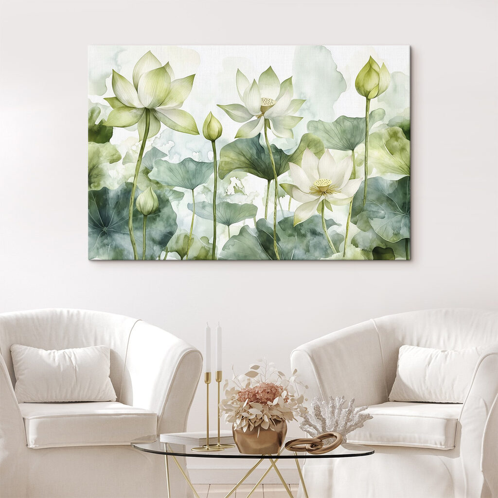 Lotos blancos entre hojas — interior 1