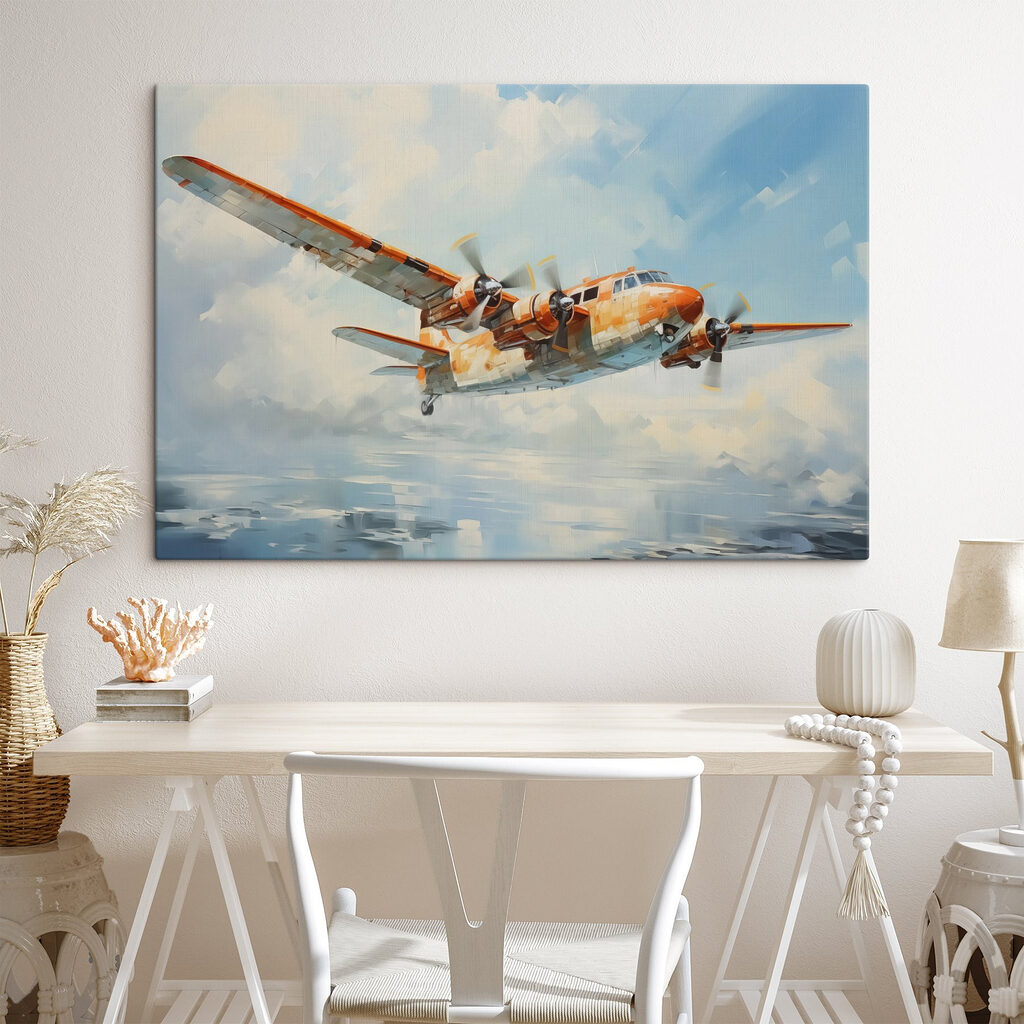 Avión entre nubes pintadas — interior 2