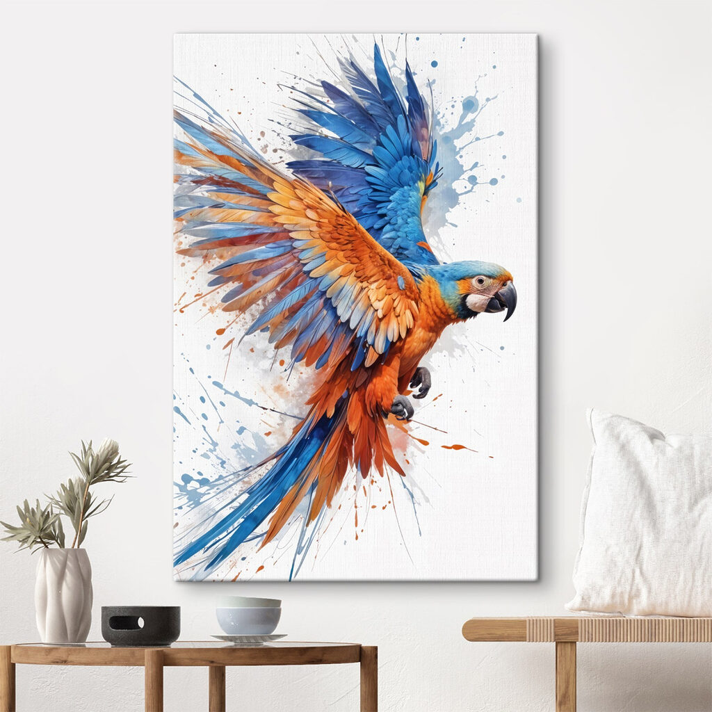 Guacamayo volando en acuarela — interior 1