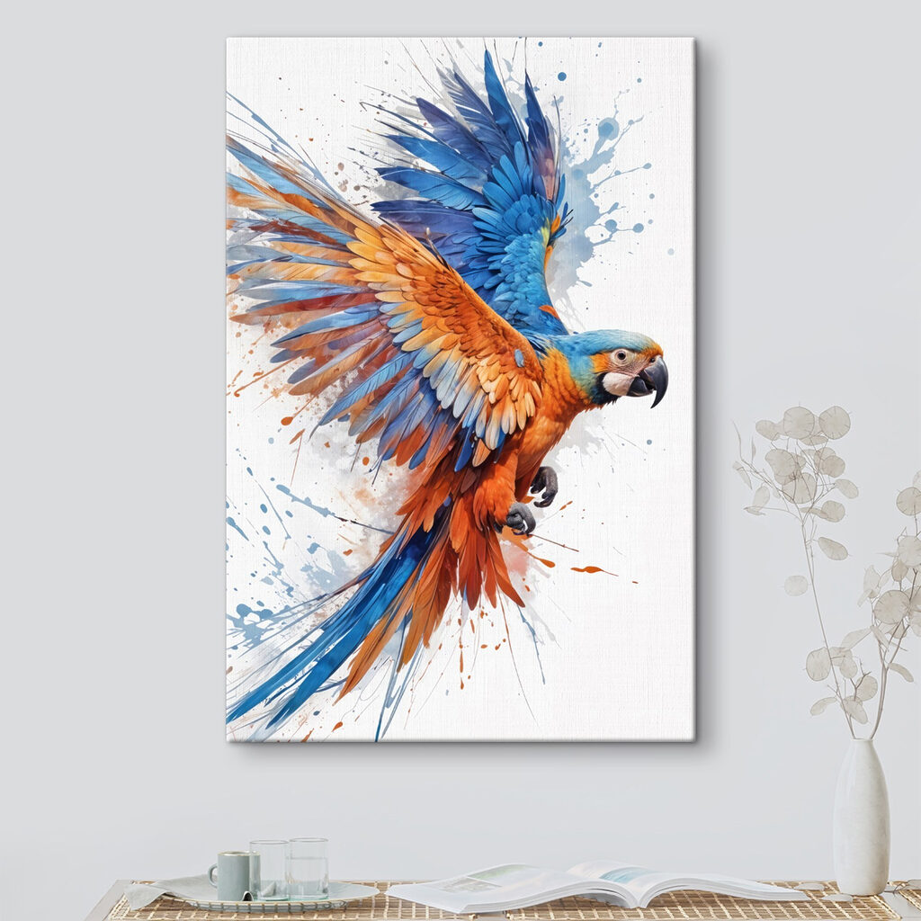 Guacamayo volando en acuarela — interior 2