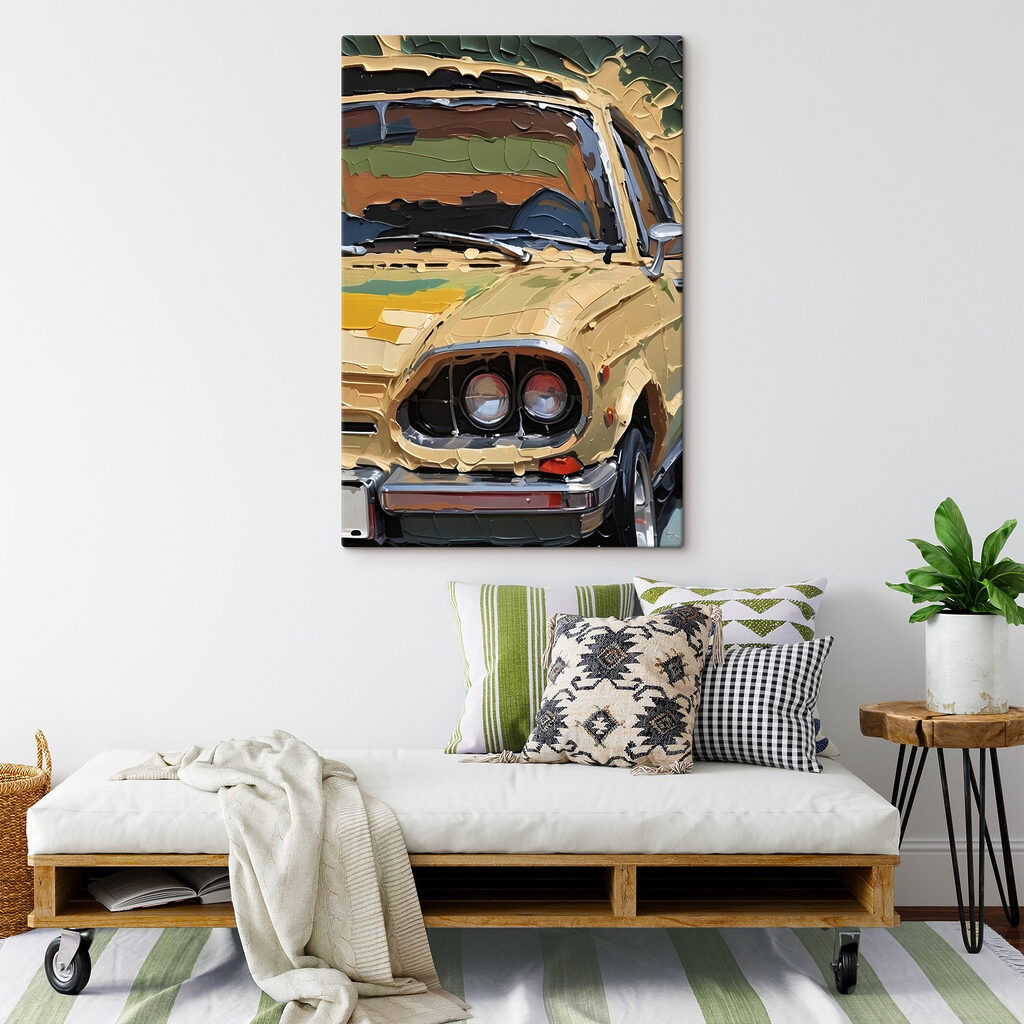 Coche clásico en ocre — interior 2