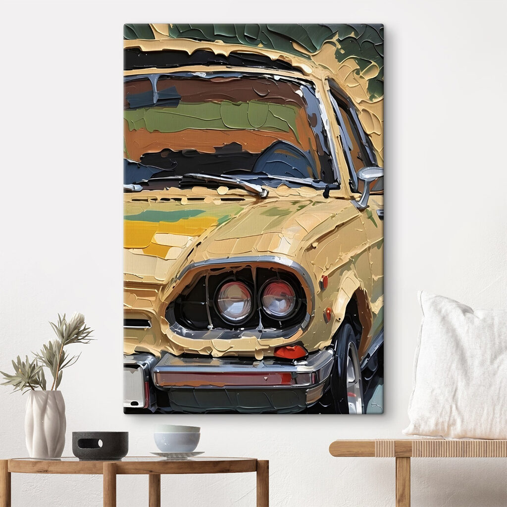 Coche clásico en ocre — interior 1