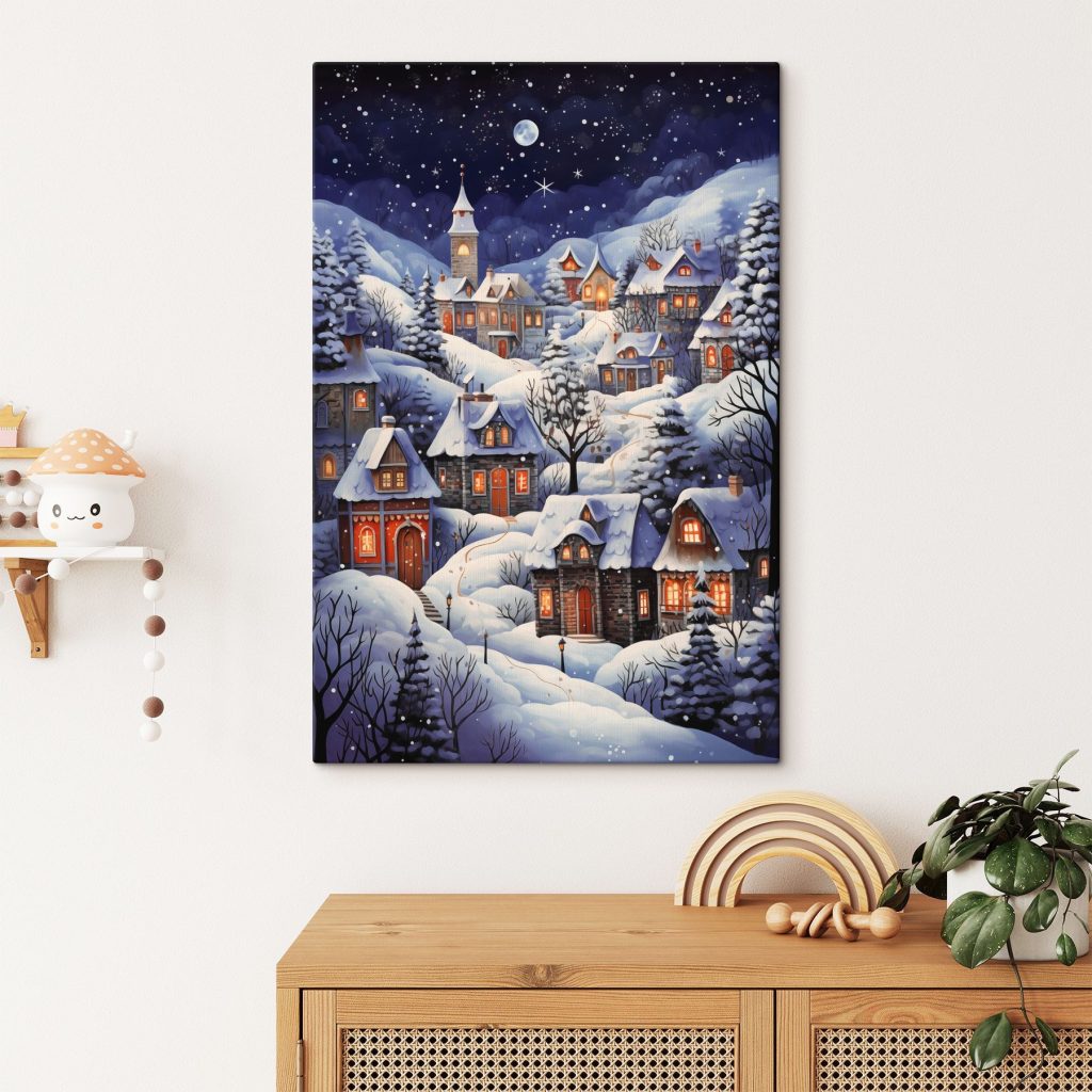 Casitas nevadas bajo estrellas — interior 1