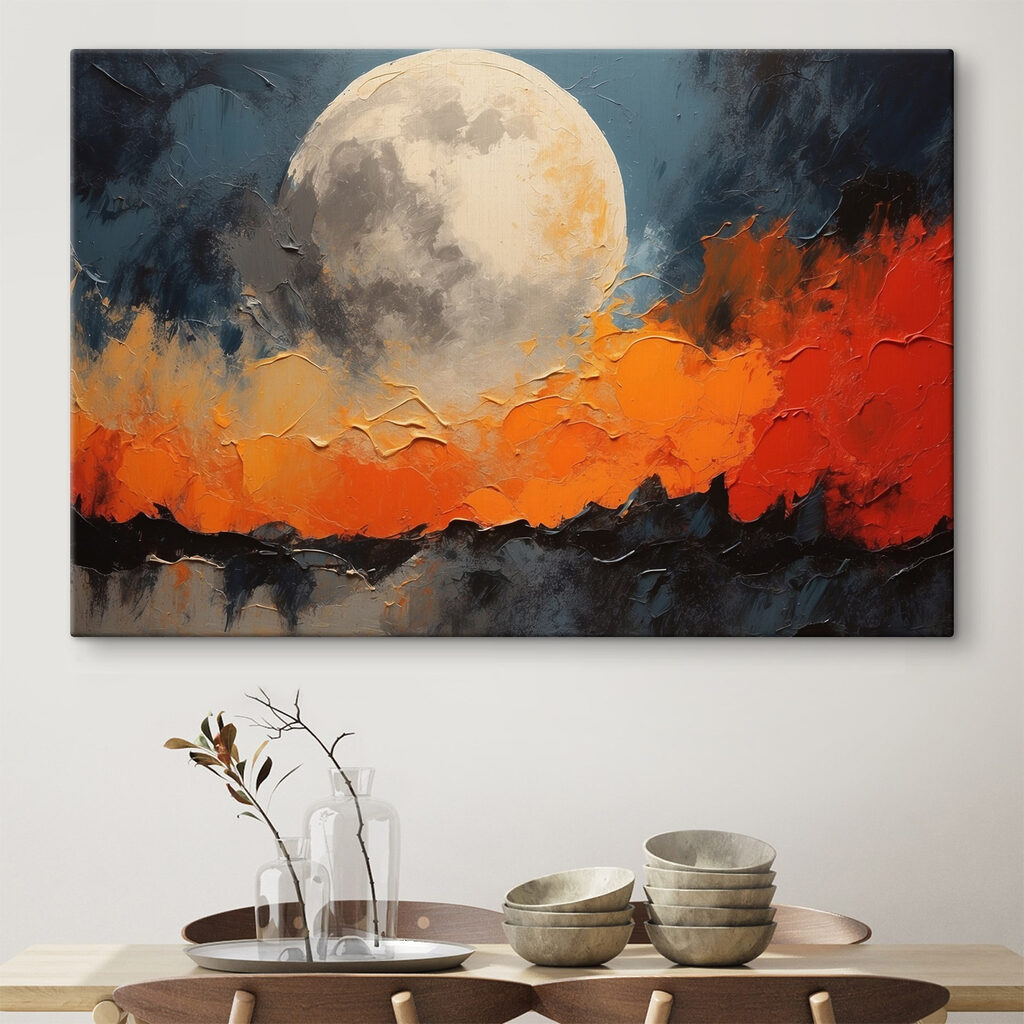 Luna sobre fondo naranja — interior 1
