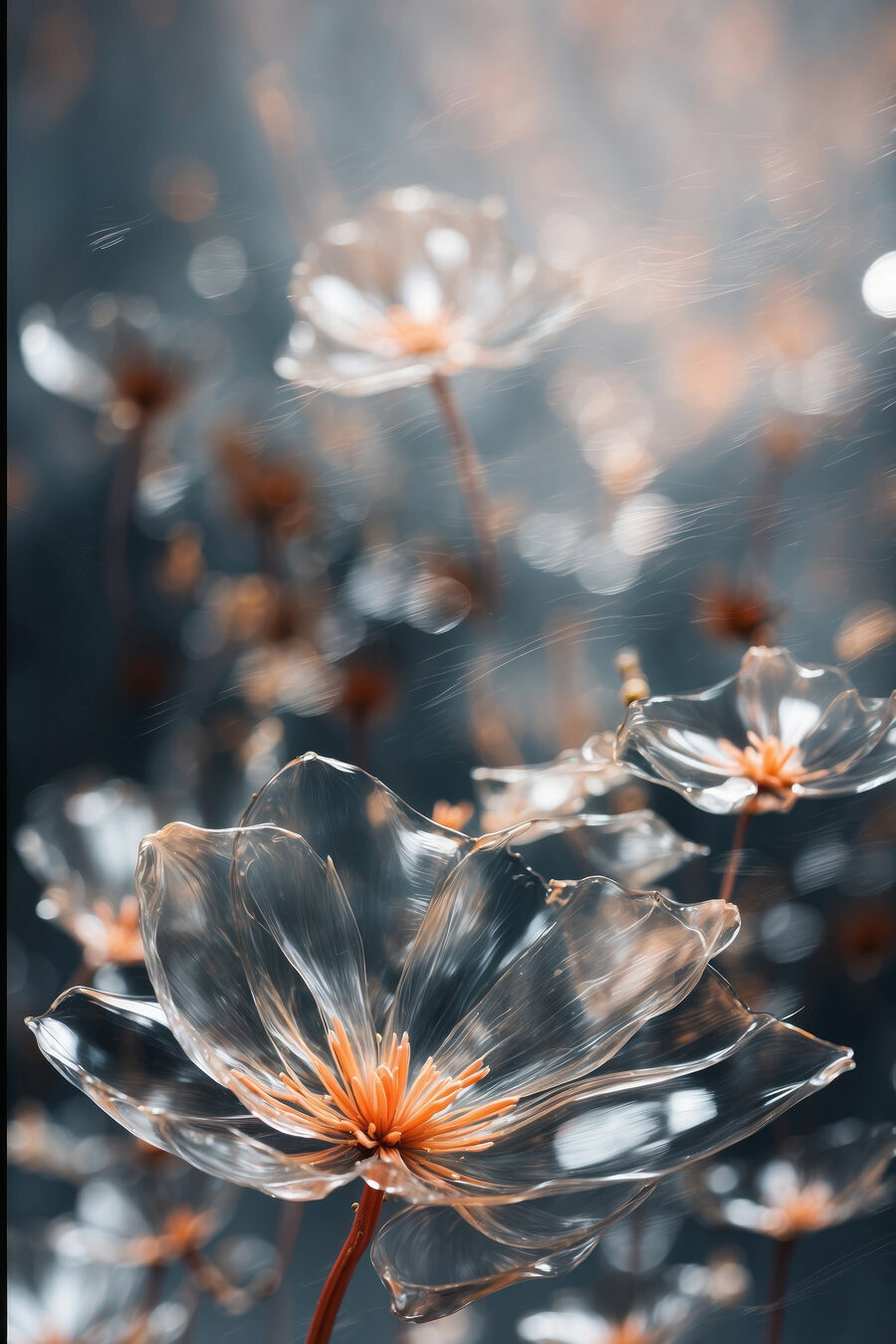 Flores entre gotas — diseño completo