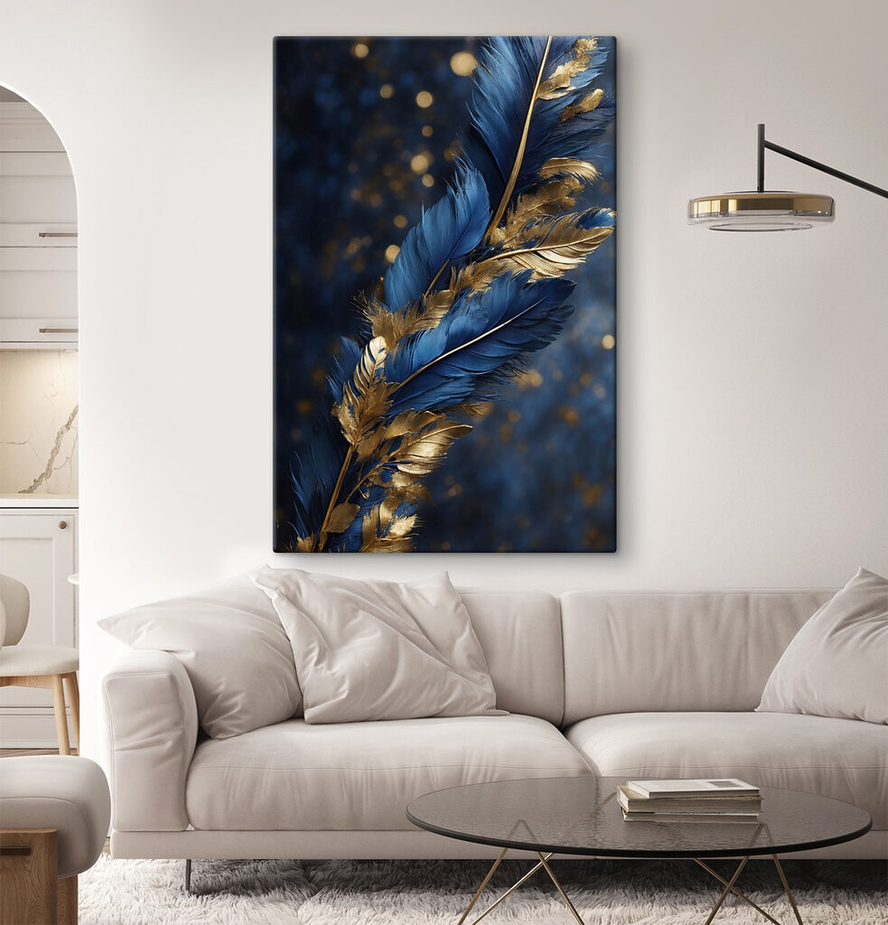 Plumas azules y doradas — interior 2
