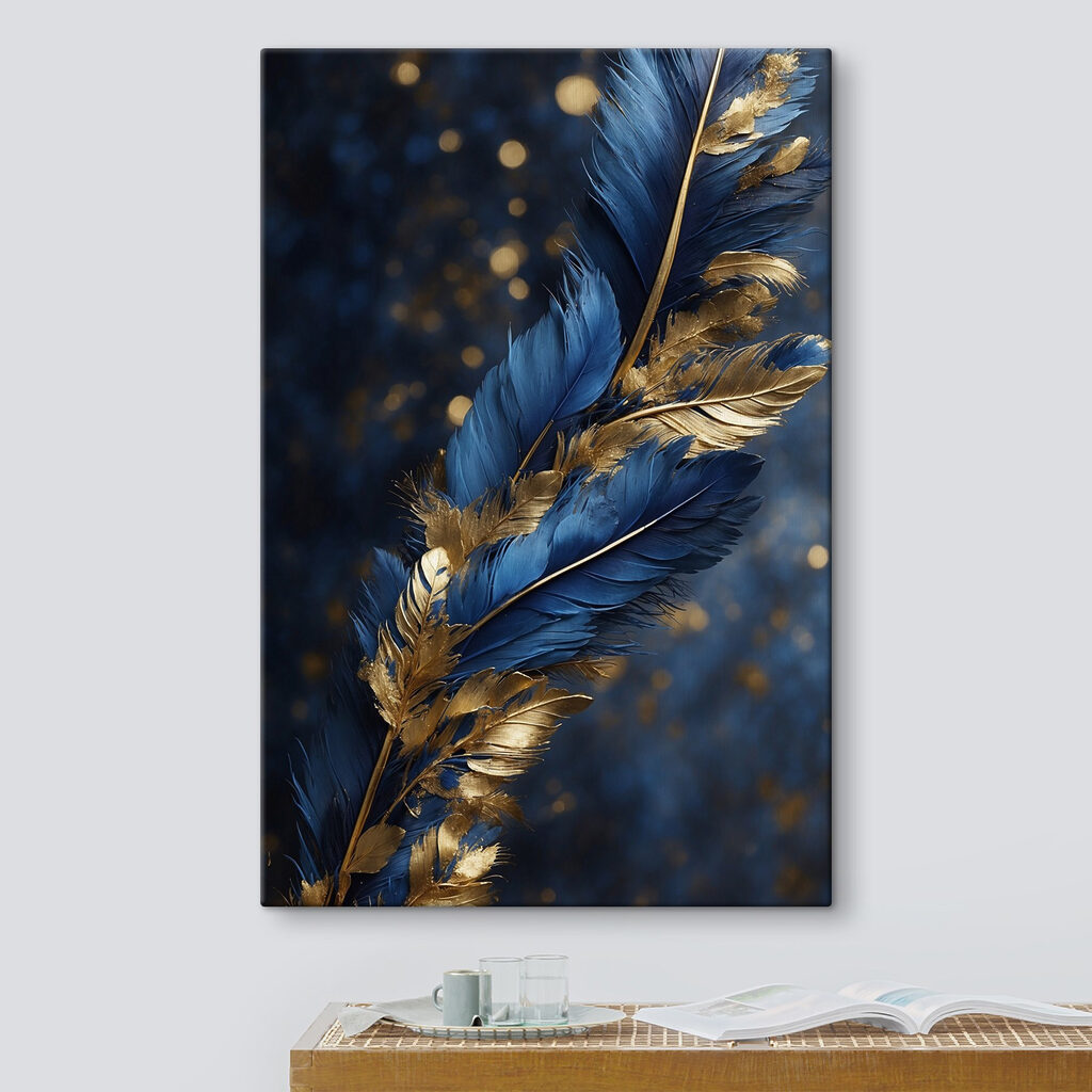 Plumas azules y doradas — interior 3