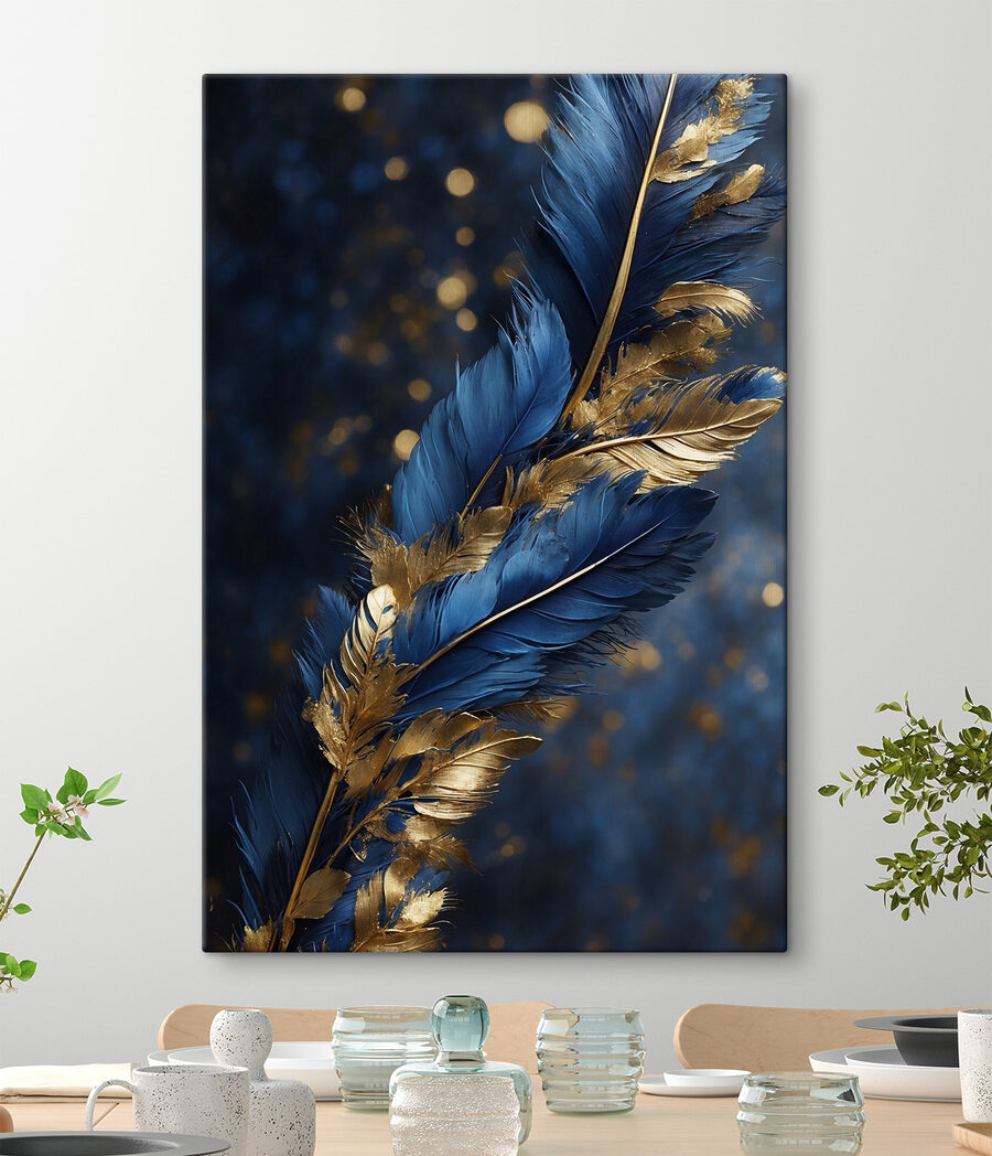 Plumas azules y doradas — interior 1