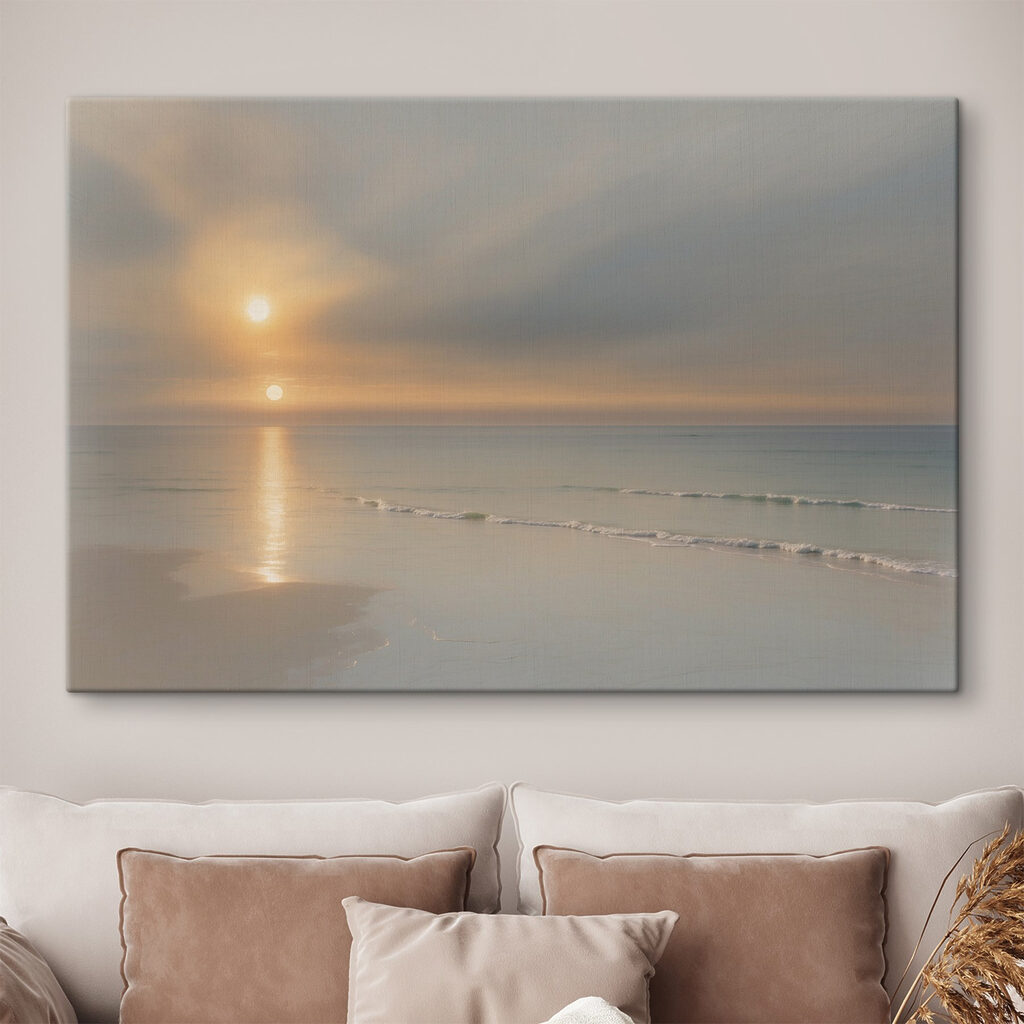 Sol sobre playa tranquila en un interior