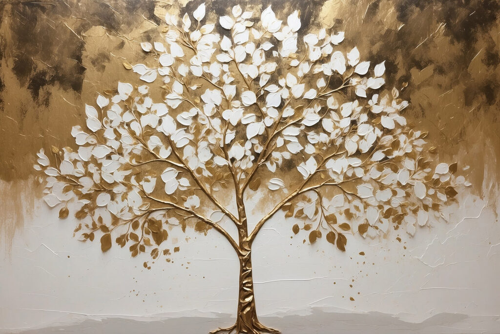 Árbol de hojas doradas — diseño completo
