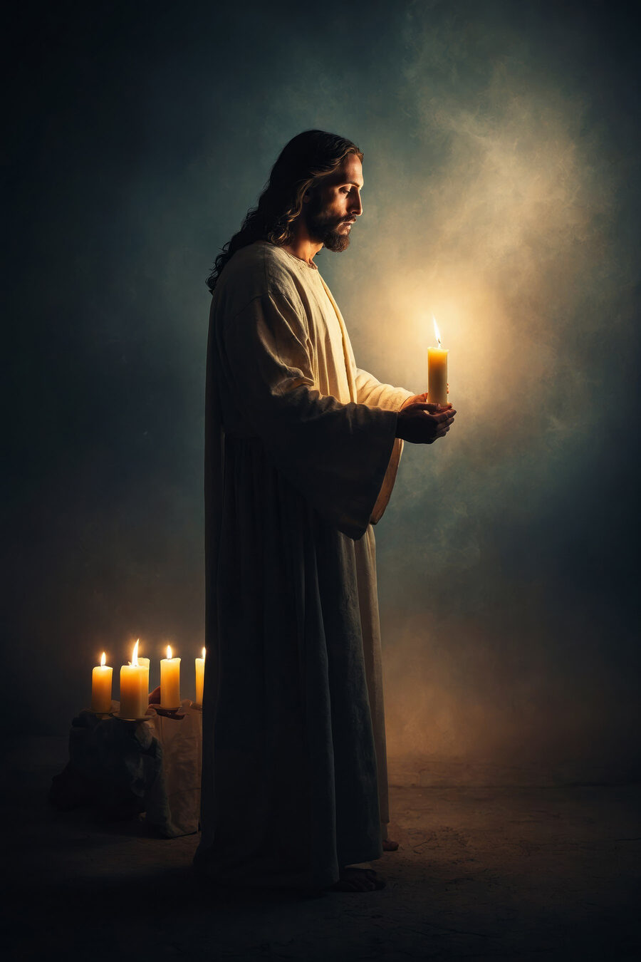 Jesús sostiene una vela — diseño completo