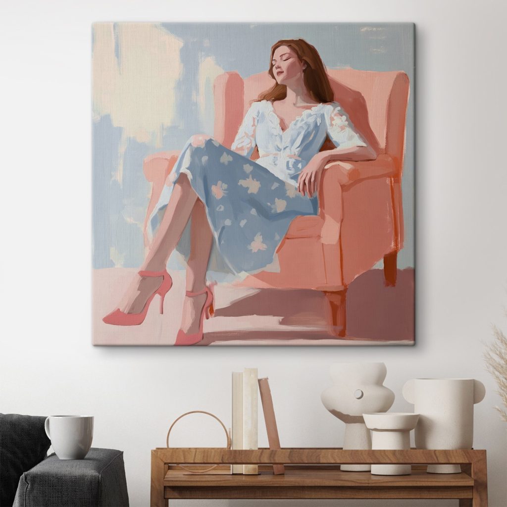 Mujer relajada en melocotón — interior 1