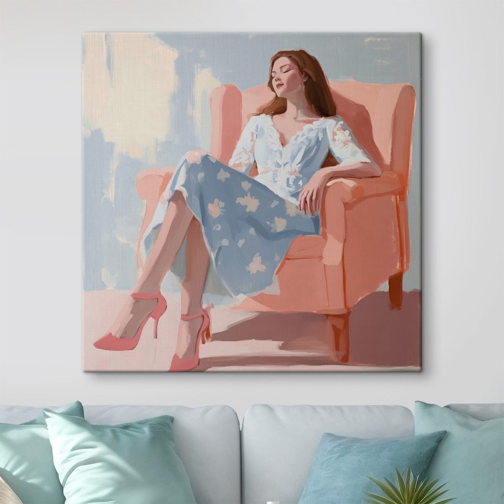 Mujer relajada en melocotón — interior 2