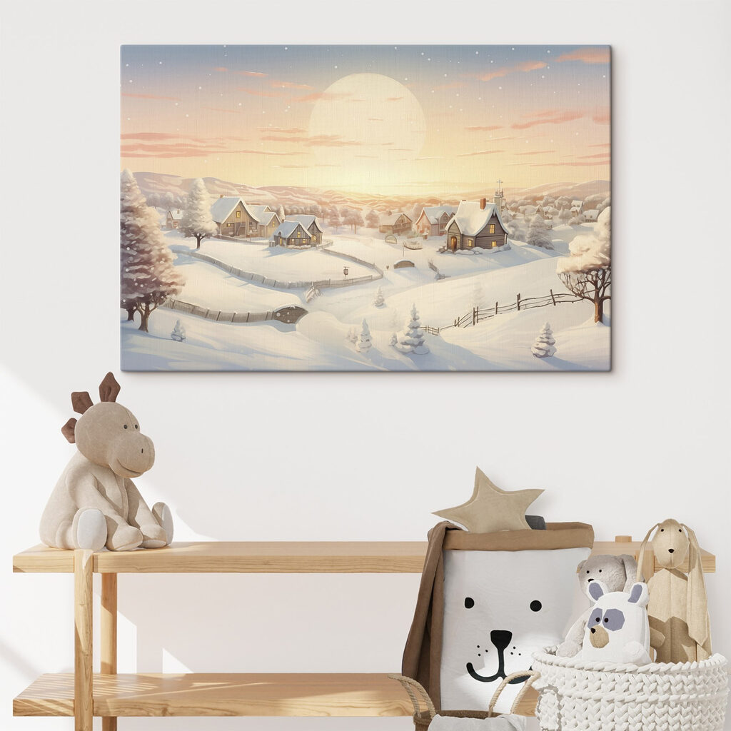 Pueblo nevado al amanecer — interior 2
