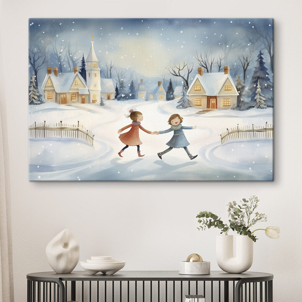 Juntos en la nieve en un interior