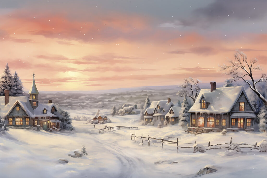 Atardecer rosa en invierno — diseño completo