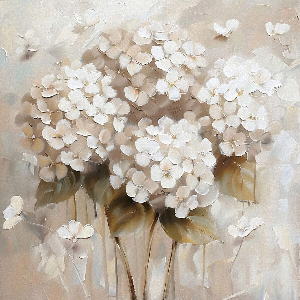 Hortensias color marfil — diseño completo