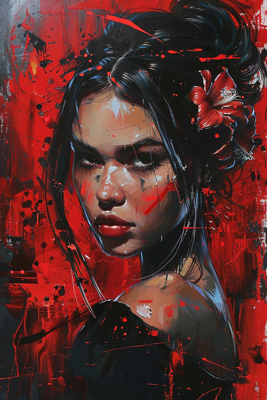 Mirada en rojo — diseño completo
