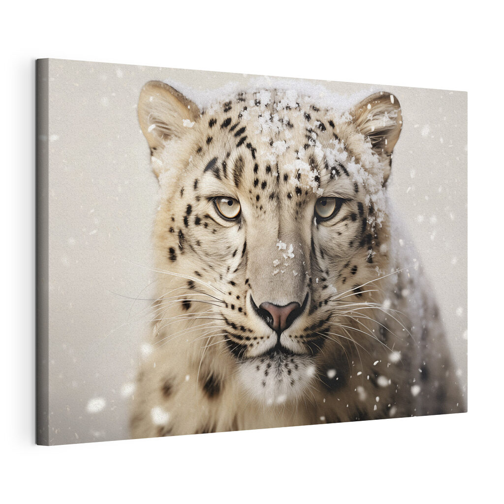 Leopardo de las nieves, lienzo tensado con el borde envolvente