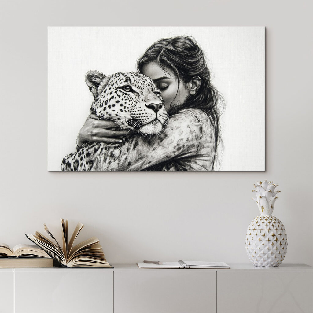 Abrazo dibujado a lápiz — interior 1
