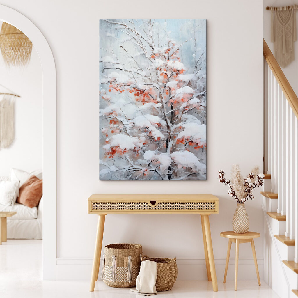 Nieve sobre hojas rojizas — interior 2