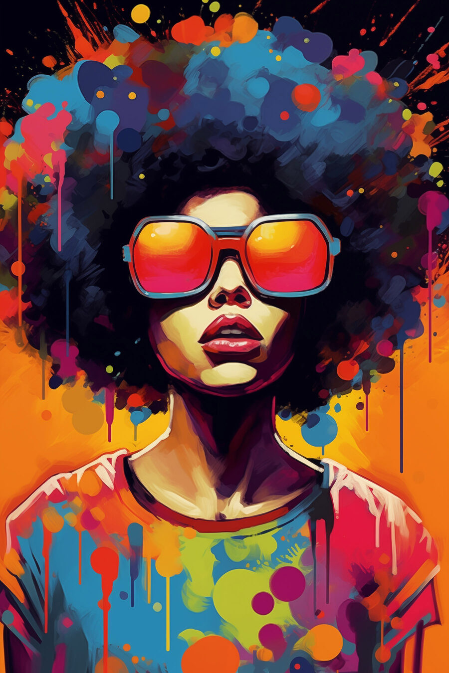 Retrato con salpicaduras — diseño completo