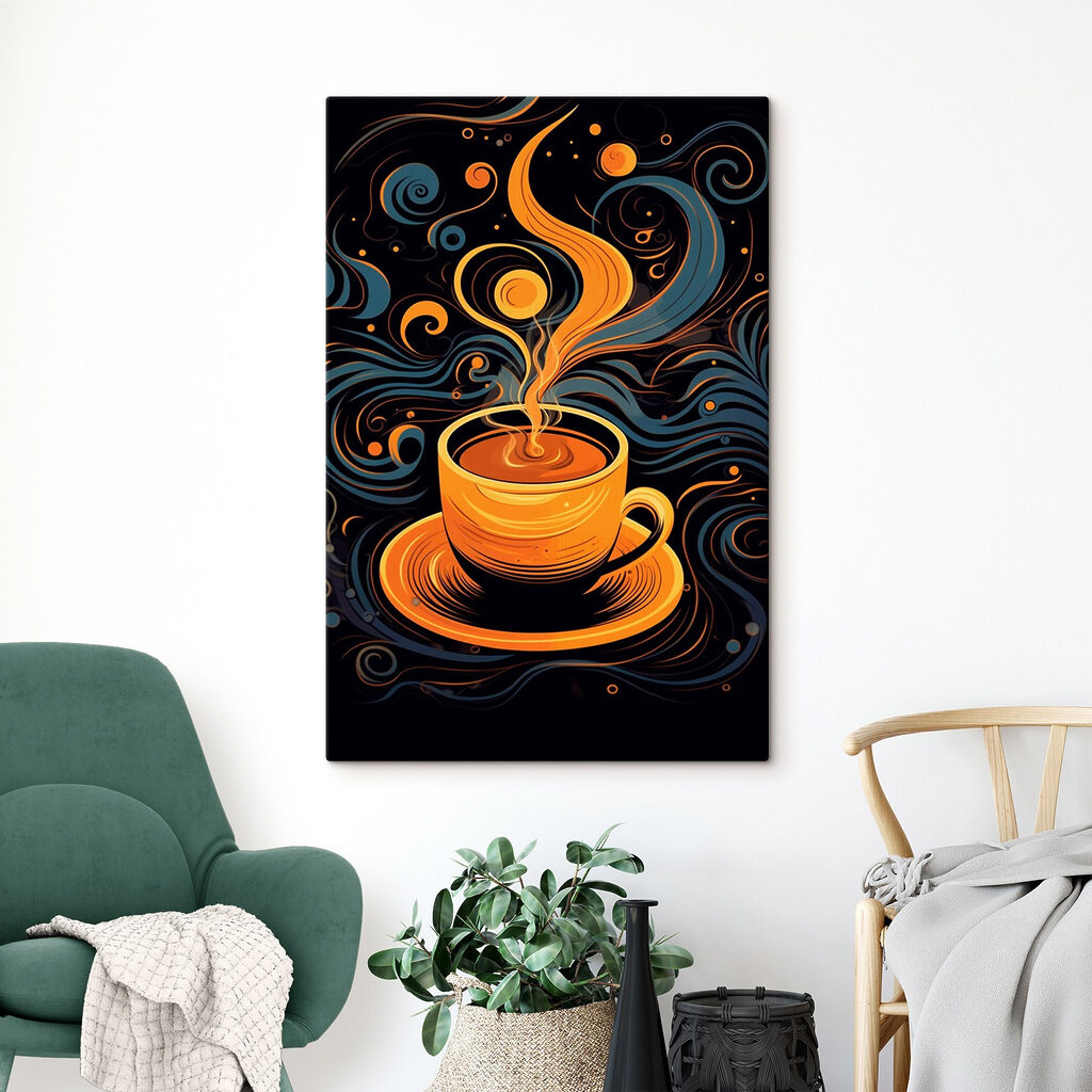 Taza en remolinos en un interior