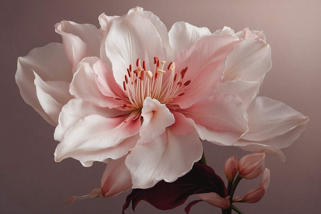 Flor blanquecina y rosa — diseño completo
