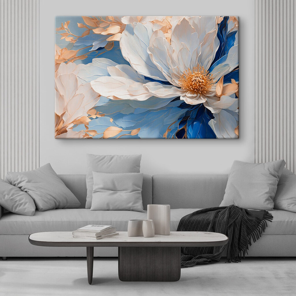 Flor en pliegues azules — interior 2