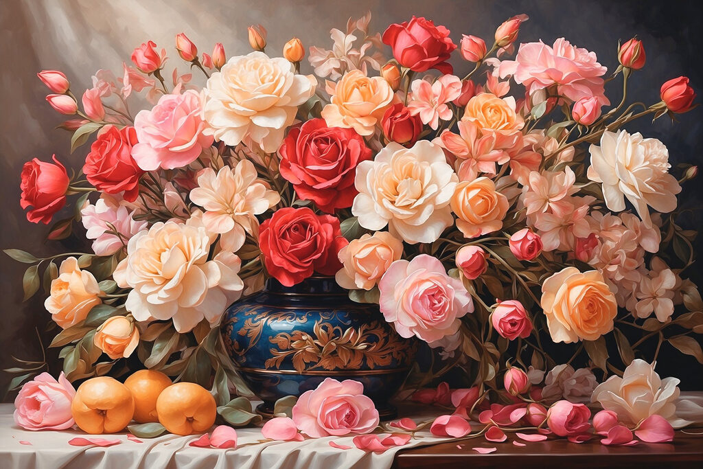 Rosas junto a cítricos — diseño completo
