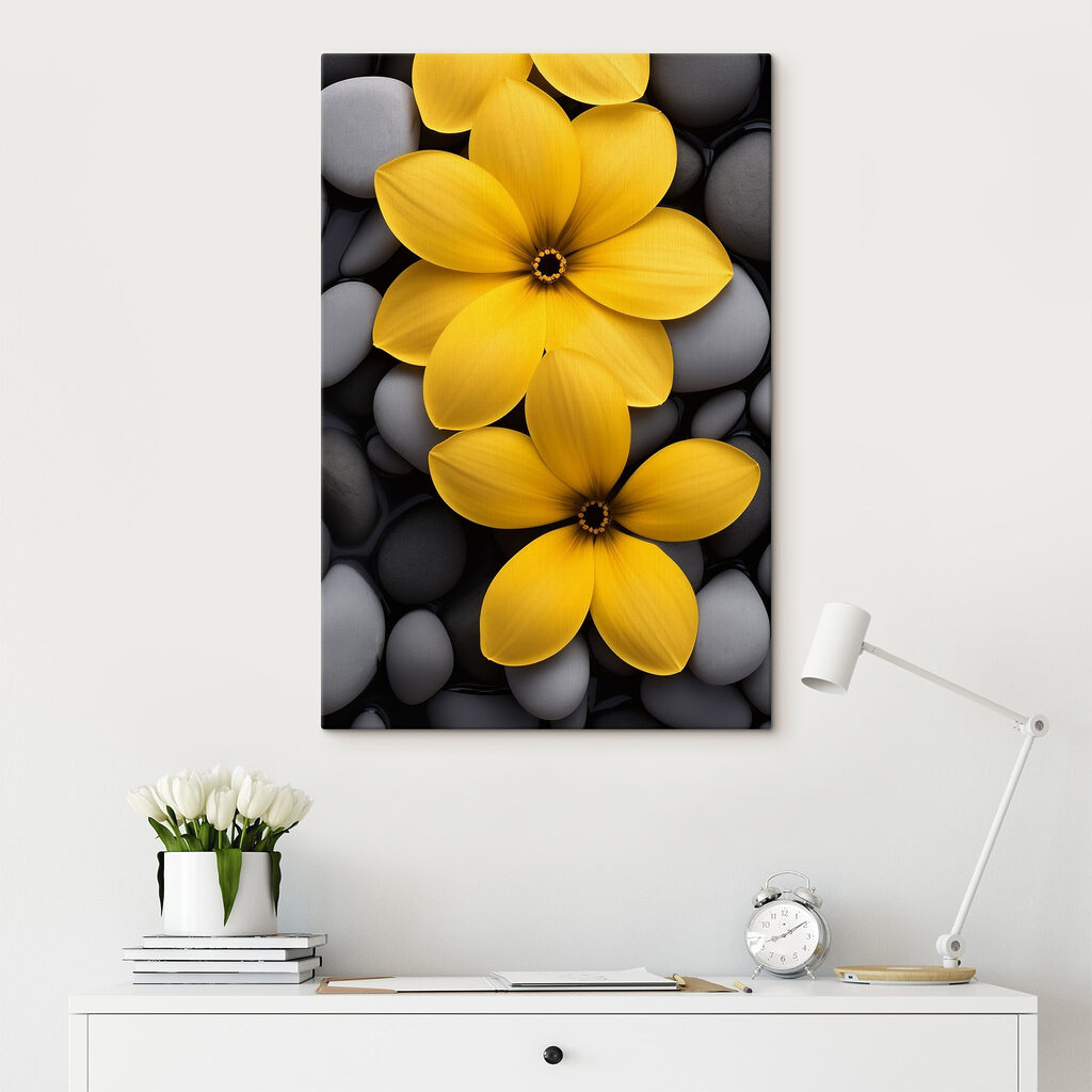 Flores amarillas entre guijarros — interior 1