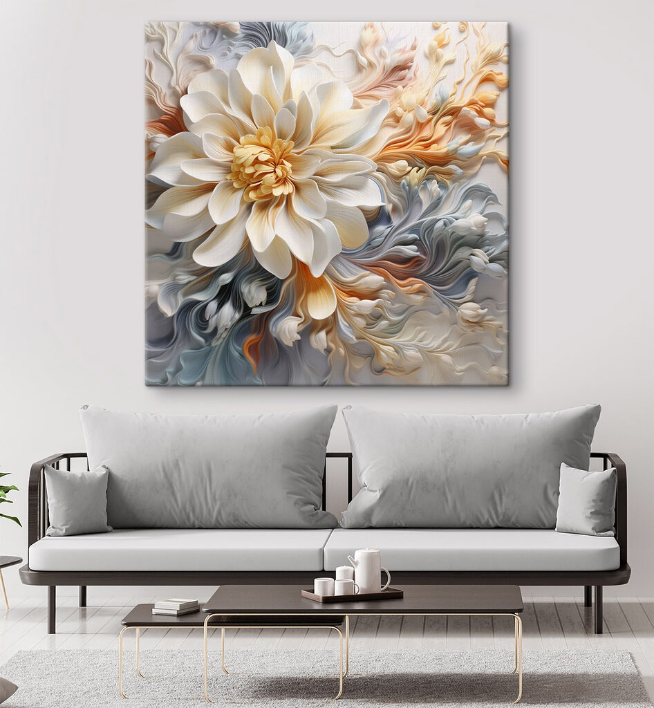 Flor crema entre volutas — interior 1