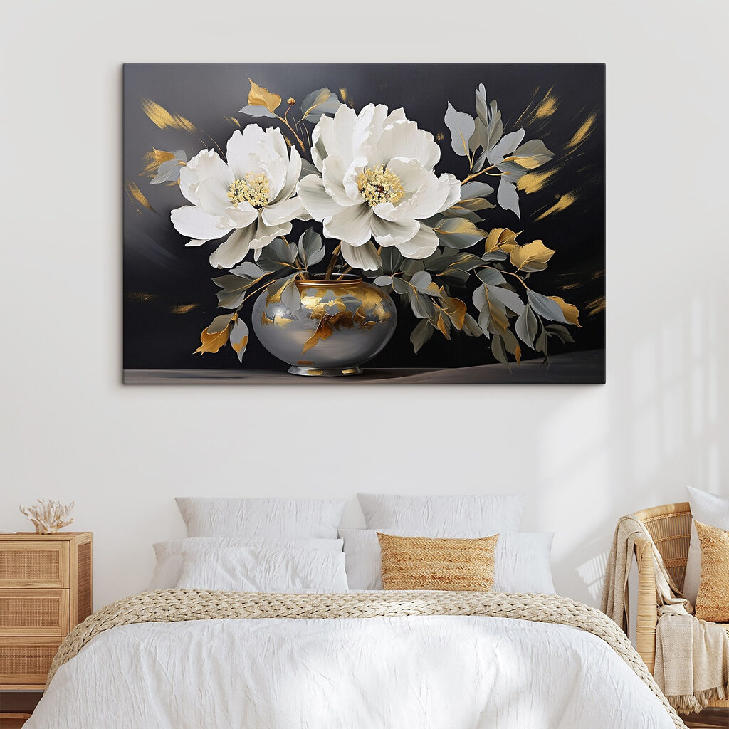 Flores blancas en jarrón en un interior