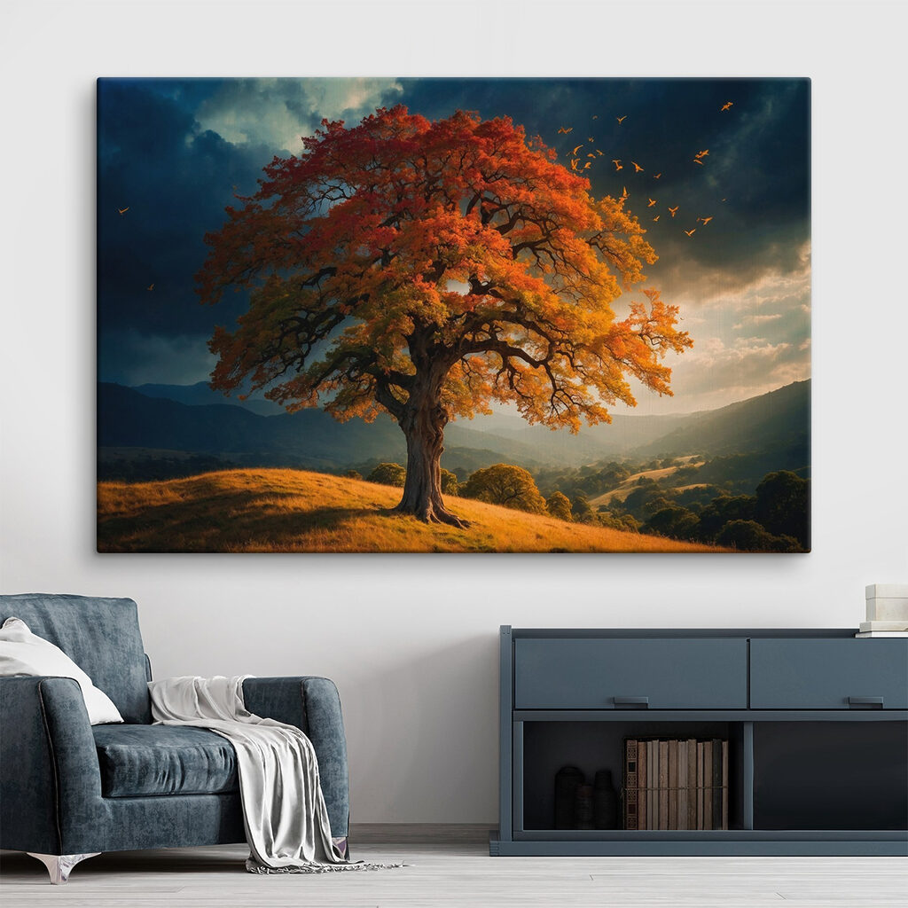 Árbol otoñal bajo nubes — interior 1