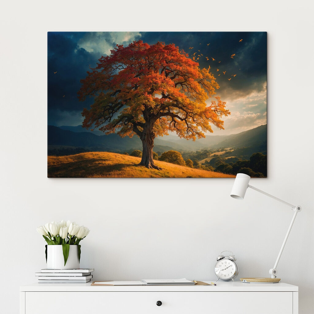Árbol otoñal bajo nubes — interior 2