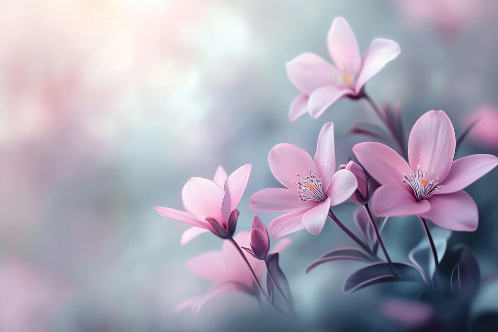 Flores rosas a contraluz — diseño completo