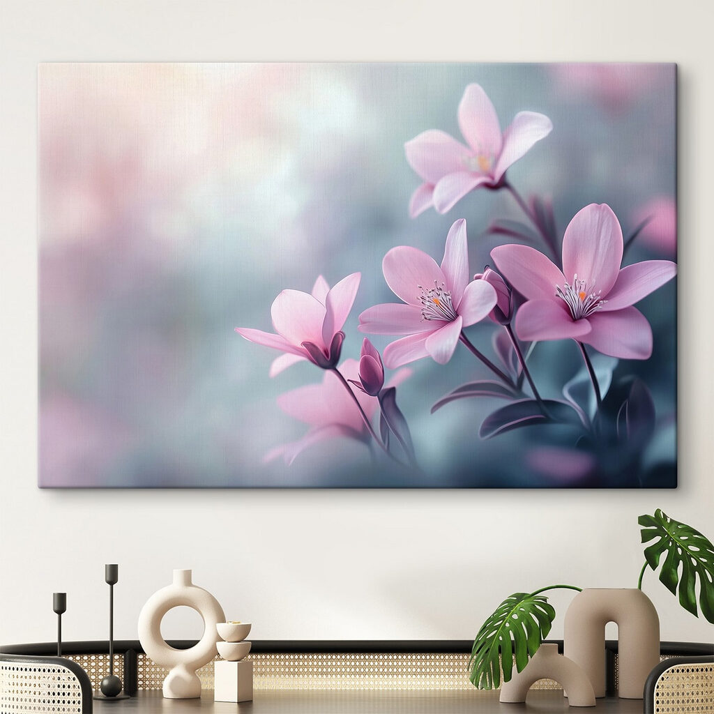 Flores rosas a contraluz — interior 1